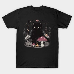 Cute Cottagecore Aesthetic Cat Mushroom T-Shirt